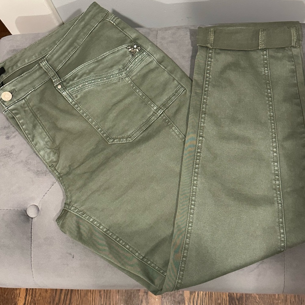 White House Black Market Olive Green Straight-Leg Pants
